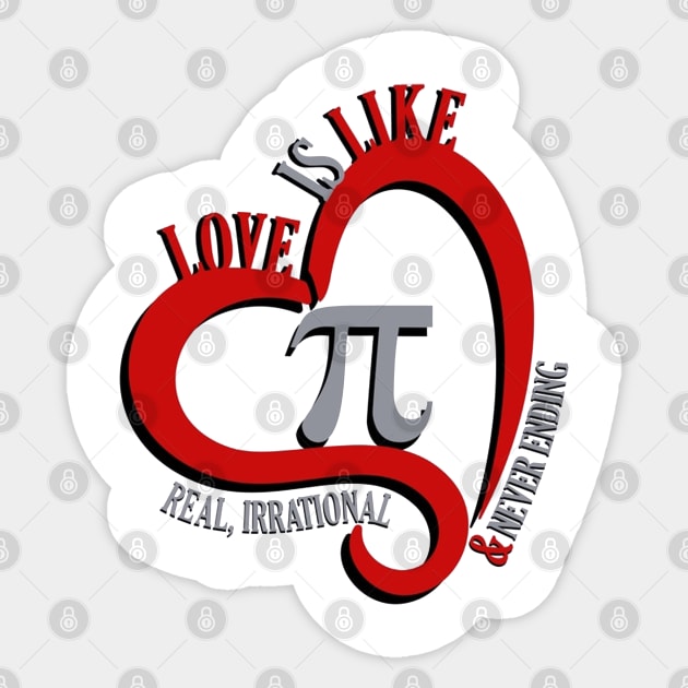 Love Is Like Pi Real Irrational Never Ending Sticker by Mezlof